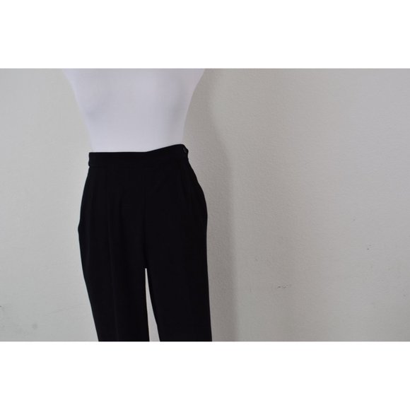 Vintage 80s Black Pleated Polyester/Spandex pants size 6P | 24-30 waist - Picture 5 of 9